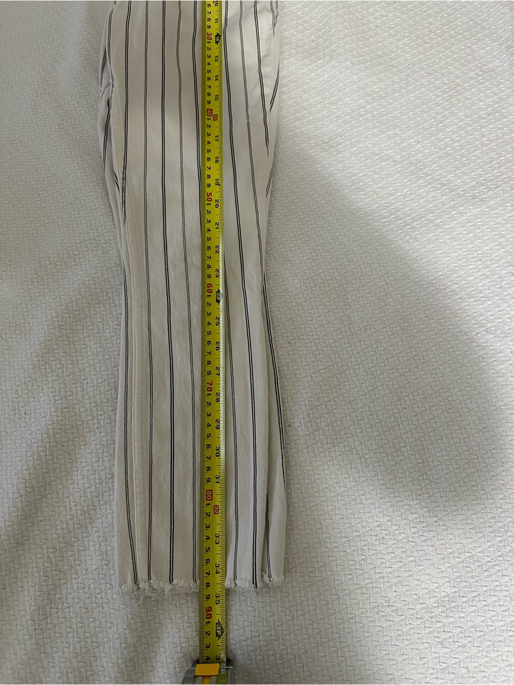 Abercrombie & Fitch White Cropped Pants with Black Pinstripes - Picture 5 of 5